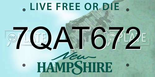7QAT672 New Hampshire License Plate