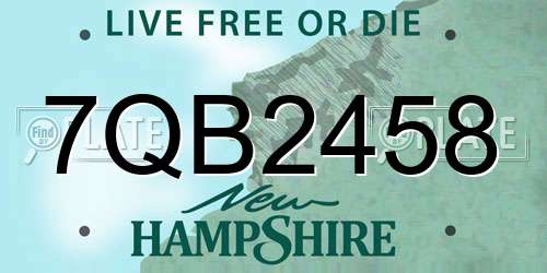7QB2458 New Hampshire License Plate