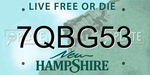 7QBG53 New Hampshire License Plate