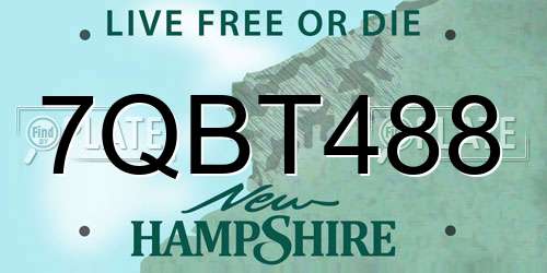 7QBT488 New Hampshire License Plate