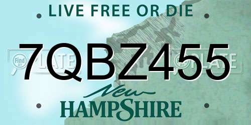 7QBZ455 New Hampshire License Plate