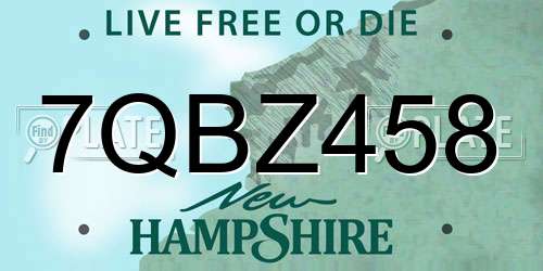 7QBZ458 New Hampshire License Plate
