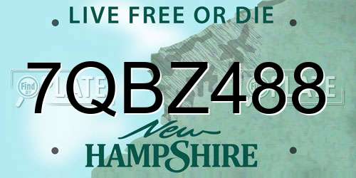 7QBZ488 New Hampshire License Plate