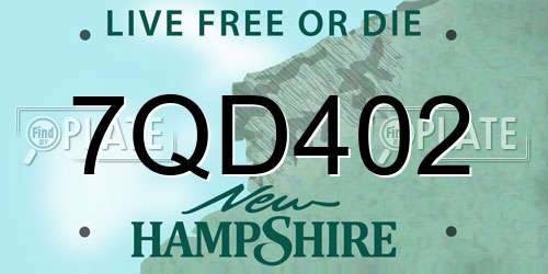 7QD402 New Hampshire License Plate