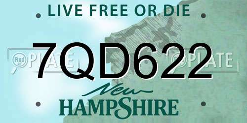 7QD622 New Hampshire License Plate