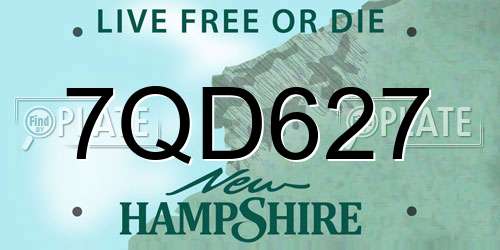 7QD627 New Hampshire License Plate
