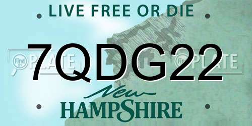 7QDG22 New Hampshire License Plate