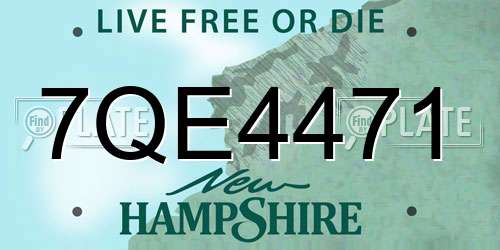 7QE4471 New Hampshire License Plate