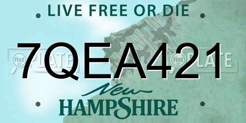 7QEA421 New Hampshire License Plate