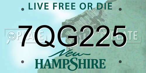 7QG225 New Hampshire License Plate