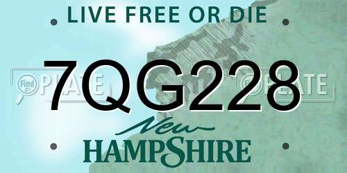 7QG228 New Hampshire License Plate