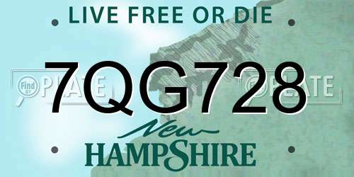 7QG728 New Hampshire License Plate