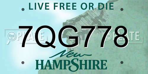 7QG778 New Hampshire License Plate