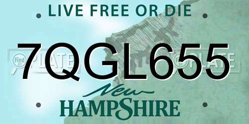 7QGL655 New Hampshire License Plate