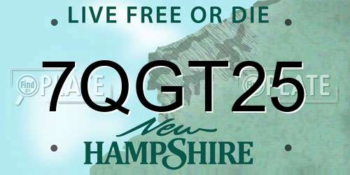 7QGT25 New Hampshire License Plate