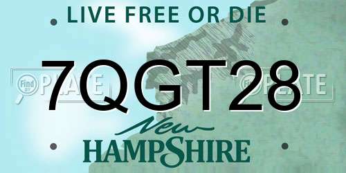 7QGT28 New Hampshire License Plate