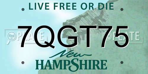 7QGT75 New Hampshire License Plate