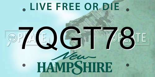 7QGT78 New Hampshire License Plate