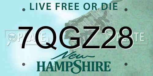 7QGZ28 New Hampshire License Plate