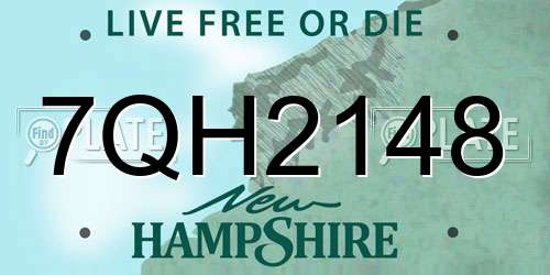 7QH2148 New Hampshire License Plate