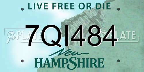 7QI484 New Hampshire License Plate