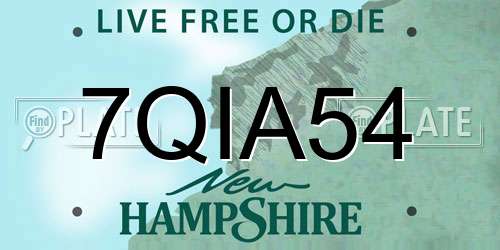 7QIA54 New Hampshire License Plate