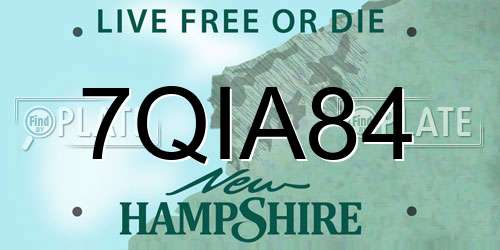 7QIA84 New Hampshire License Plate