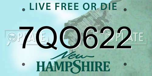 7QO622 New Hampshire License Plate