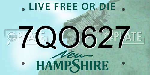 7QO627 New Hampshire License Plate