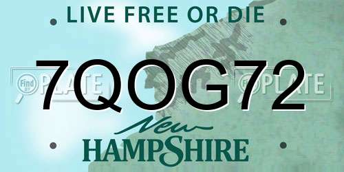7QOG72 New Hampshire License Plate