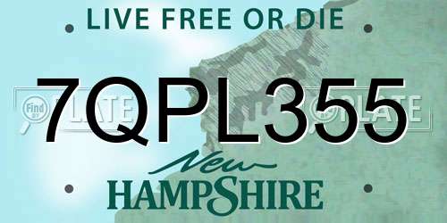 7QPL355 New Hampshire License Plate
