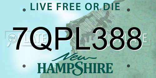 7QPL388 New Hampshire License Plate