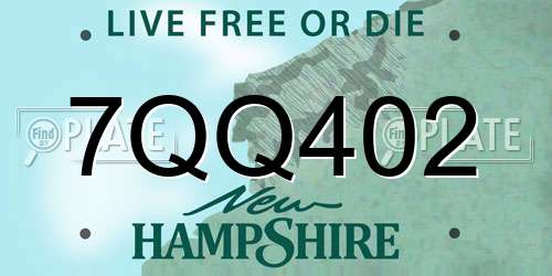 7QQ402 New Hampshire License Plate