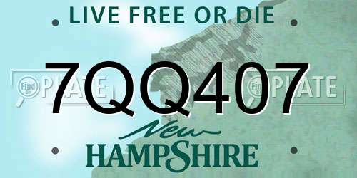 7QQ407 New Hampshire License Plate