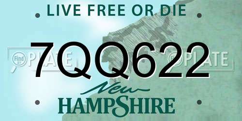 7QQ622 New Hampshire License Plate