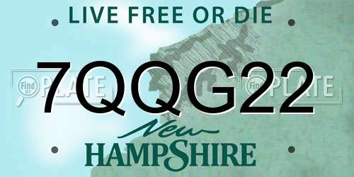 7QQG22 New Hampshire License Plate