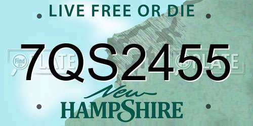 7QS2455 New Hampshire License Plate