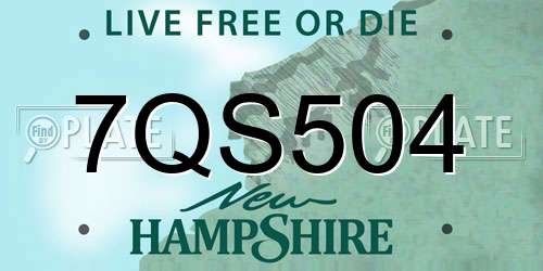 7QS504 New Hampshire License Plate