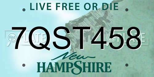 7QST458 New Hampshire License Plate
