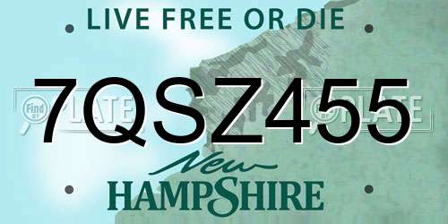 7QSZ455 New Hampshire License Plate