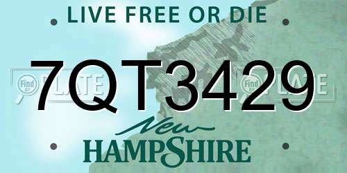 7QT3429 New Hampshire License Plate