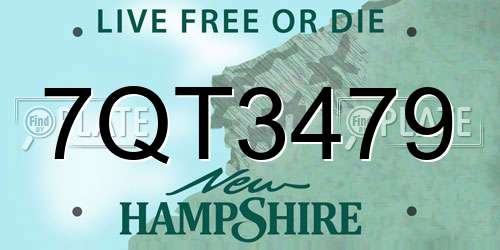 7QT3479 New Hampshire License Plate