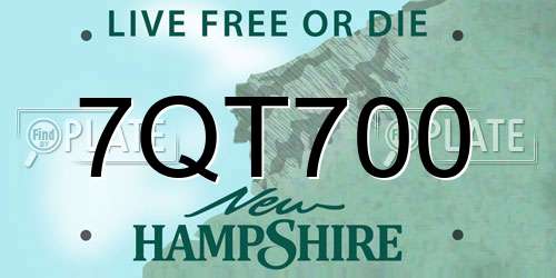 7QT700 New Hampshire License Plate