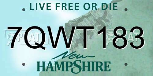7QWT183 New Hampshire License Plate