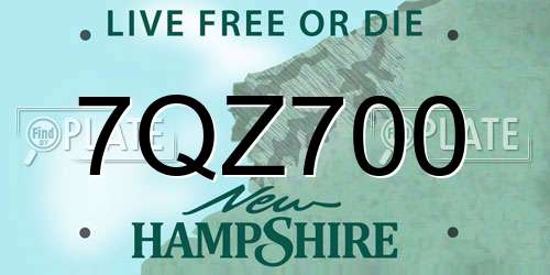 7QZ700 New Hampshire License Plate