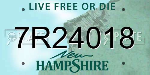 7R24018 New Hampshire License Plate