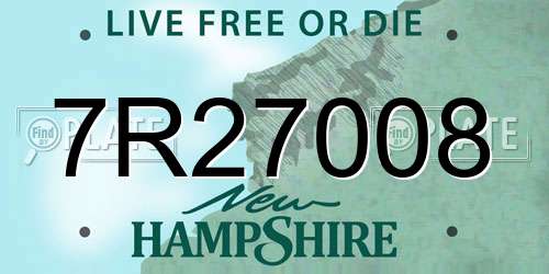7R27008 New Hampshire License Plate