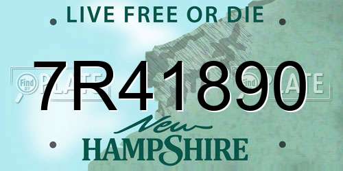7R41890 New Hampshire License Plate