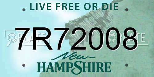 7R72008 New Hampshire License Plate