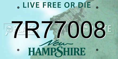 7R77008 New Hampshire License Plate